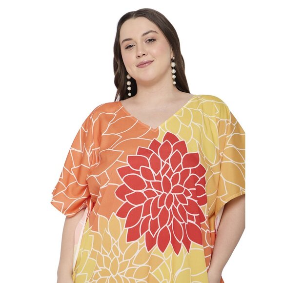 Gypsie Blu Floral Printed Plus Size Caftan Dress Summer Beach Cover Up Dresses - Picture 6 of 8
